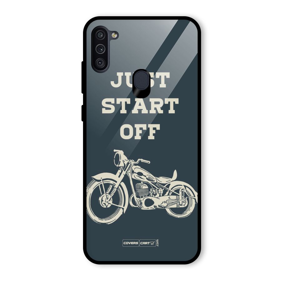 Just Start Off Glass Back Case for Galaxy M11
