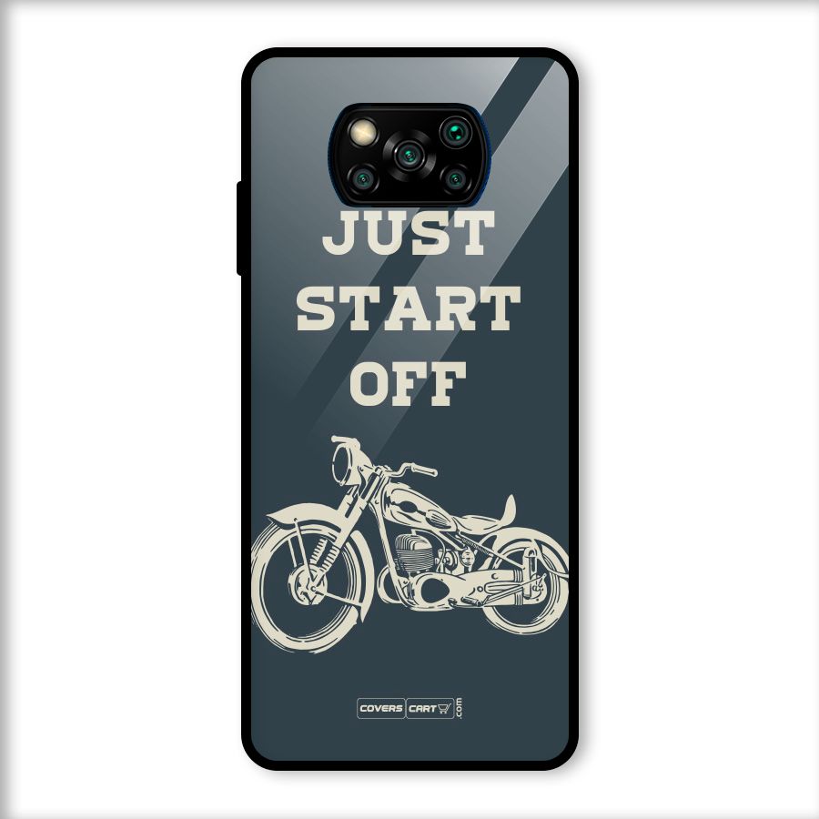 Just Start Off Glass Back Case for Poco X3