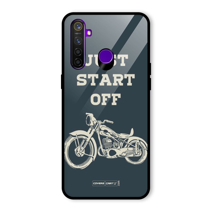 Just Start Off Glass Back Case for Realme 5 Pro