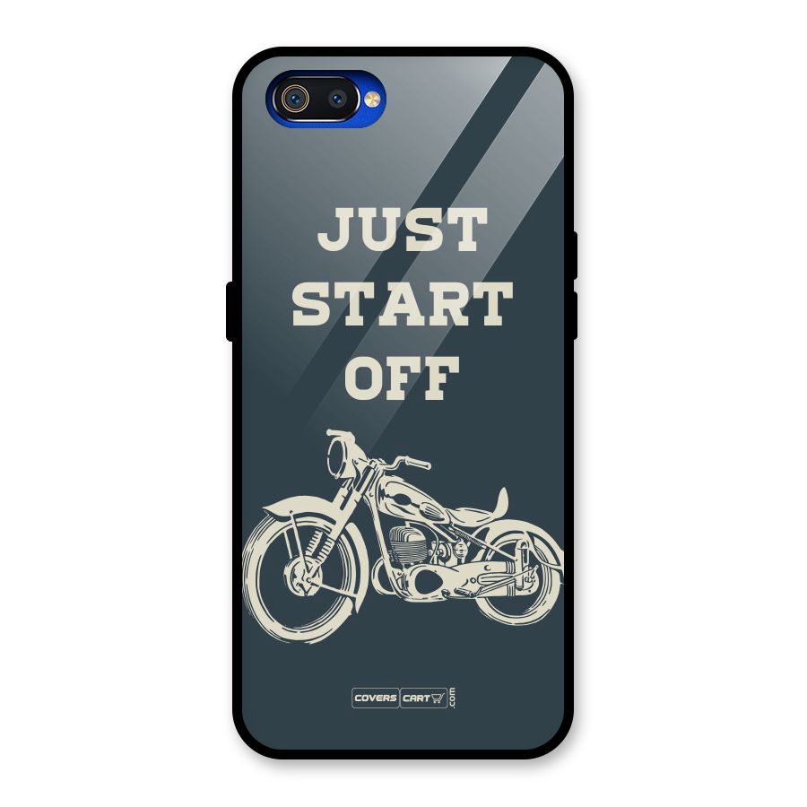 Just Start Off Glass Back Case for Realme C2