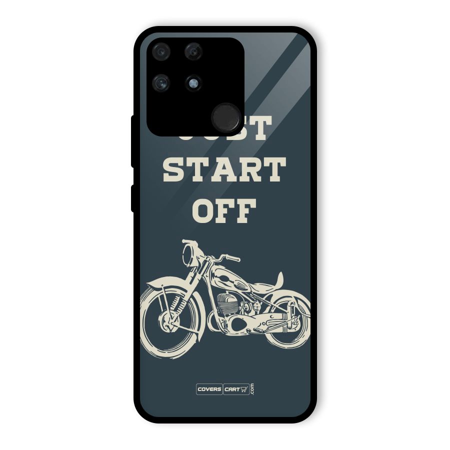 Just Start Off Glass Back Case for Realme Narzo 50A