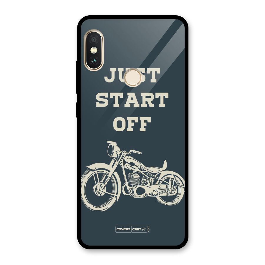 Just Start Off Glass Back Case for Redmi Note 5 Pro
