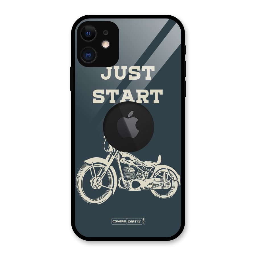 Just Start Off Glass Back Case for iPhone 11 Logo Cut