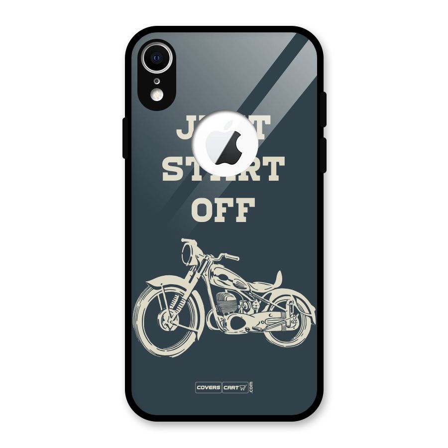 Just Start Off Glass Back Case for iPhone XR Logo Cut