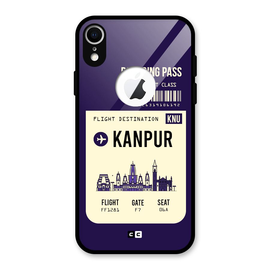 Kanpur Boarding Pass Glass Back Case for iPhone XR Logo Cut