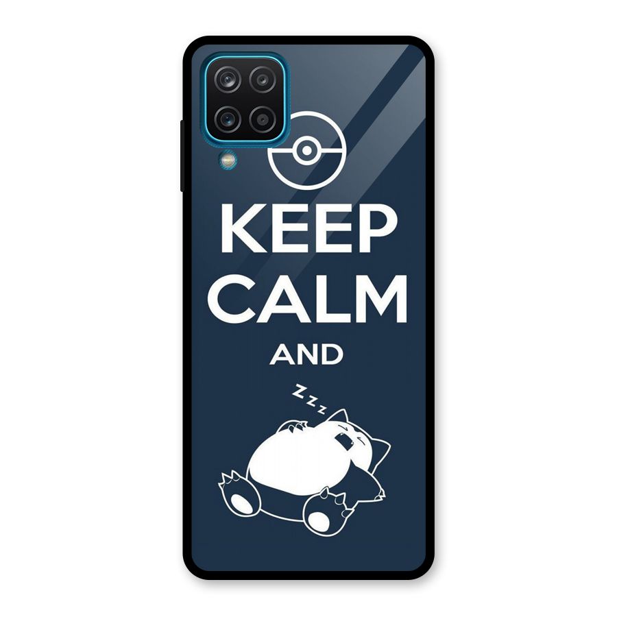 Keep Calm and Sleep Glass Back Case for Galaxy A12