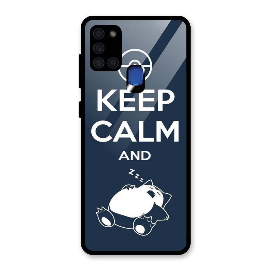 Keep Calm and Sleep Glass Back Case for Galaxy A21s