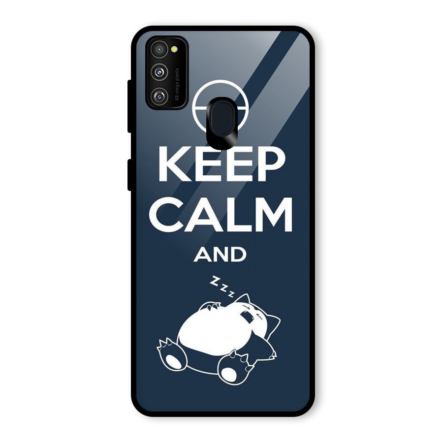 Keep Calm and Sleep Glass Back Case for Galaxy M21