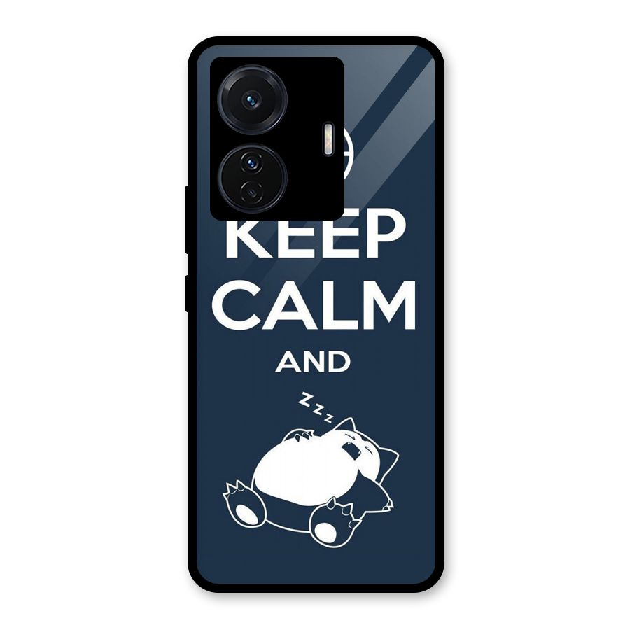 Keep Calm and Sleep Glass Back Case for Vivo T1 Pro