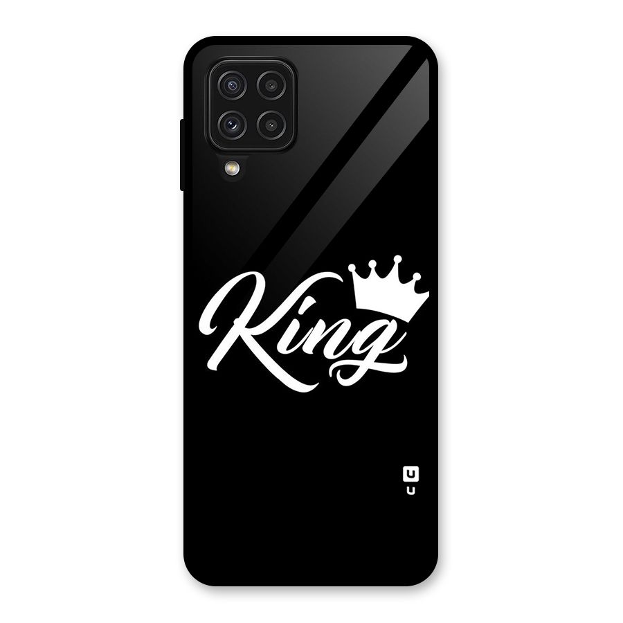King Crown Typography Glass Back Case for Galaxy A22 4G