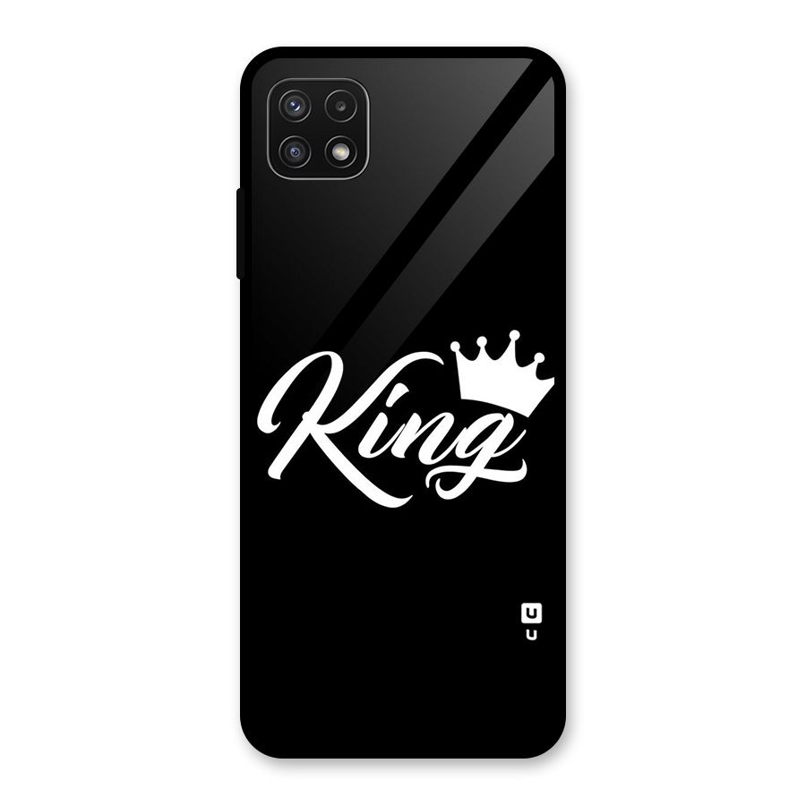 King Crown Typography Glass Back Case for Galaxy A22 5G