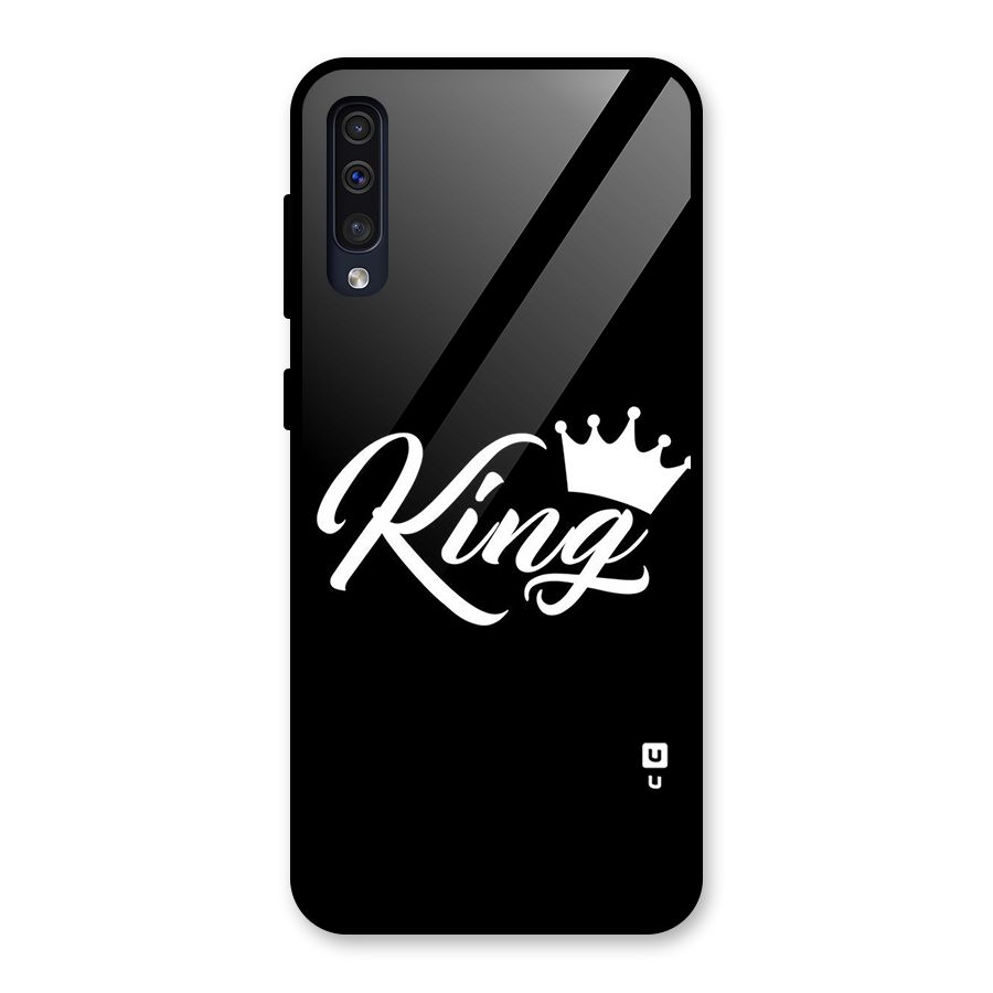 King Crown Typography Glass Back Case for Galaxy A30s