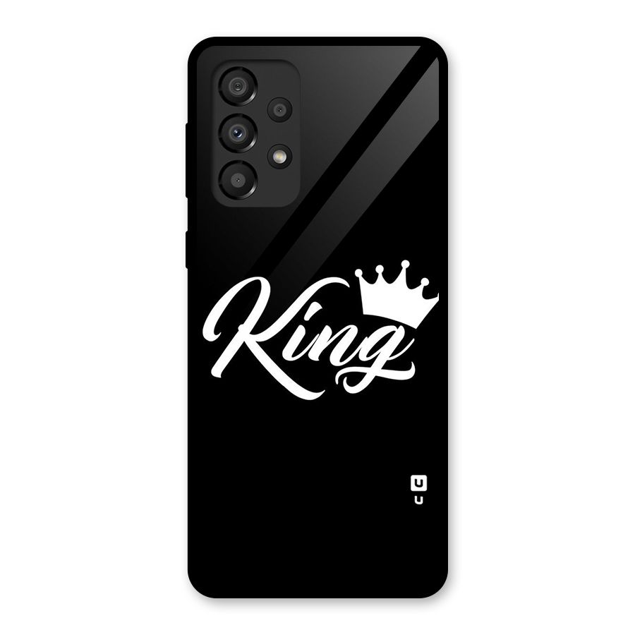 King Crown Typography Glass Back Case for Galaxy A33 5G