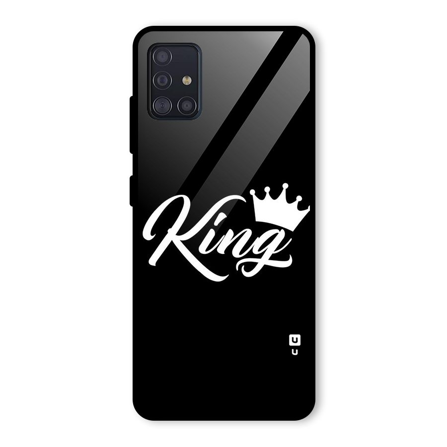King Crown Typography Glass Back Case for Galaxy A51