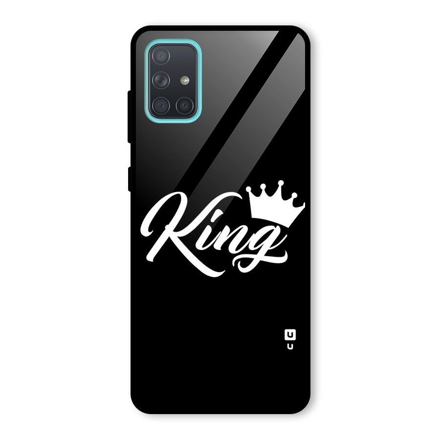 King Crown Typography Glass Back Case for Galaxy A71