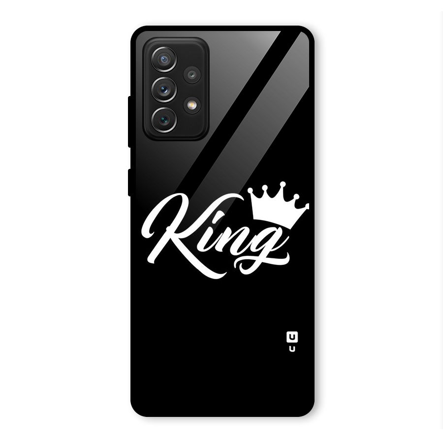 King Crown Typography Glass Back Case for Galaxy A72