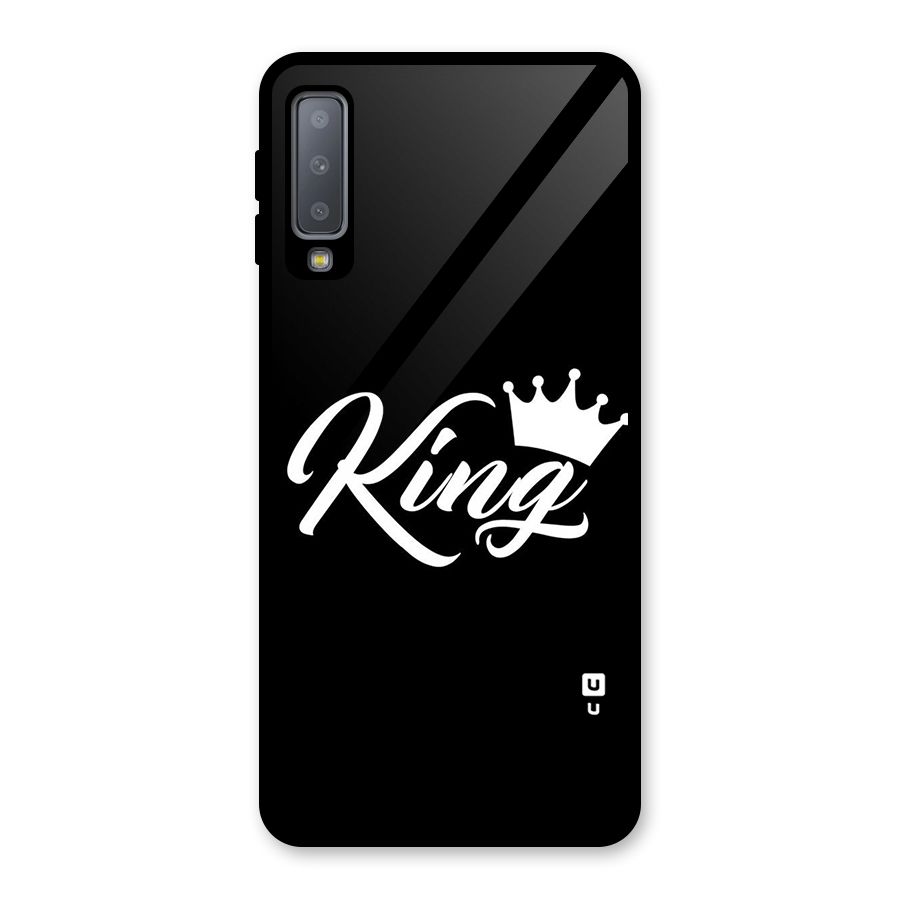 King Crown Typography Glass Back Case for Galaxy A7 (2018)