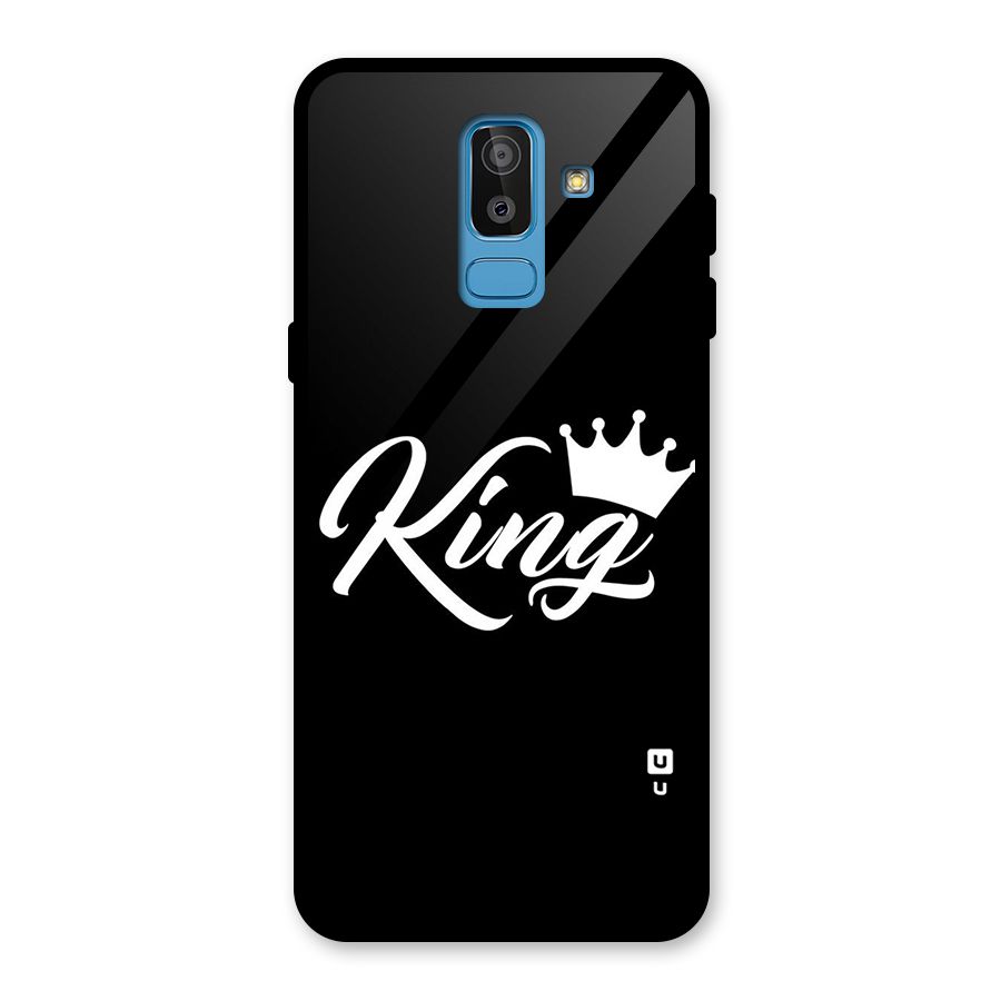 King Crown Typography Glass Back Case for Galaxy J8