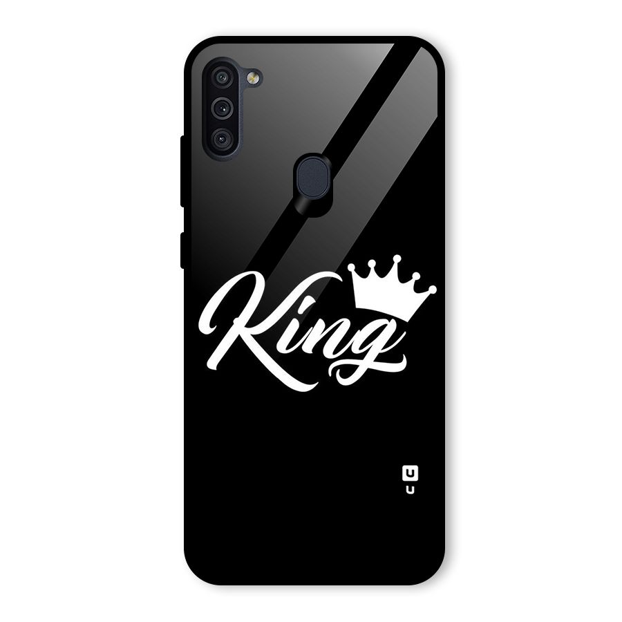 King Crown Typography Glass Back Case for Galaxy M11