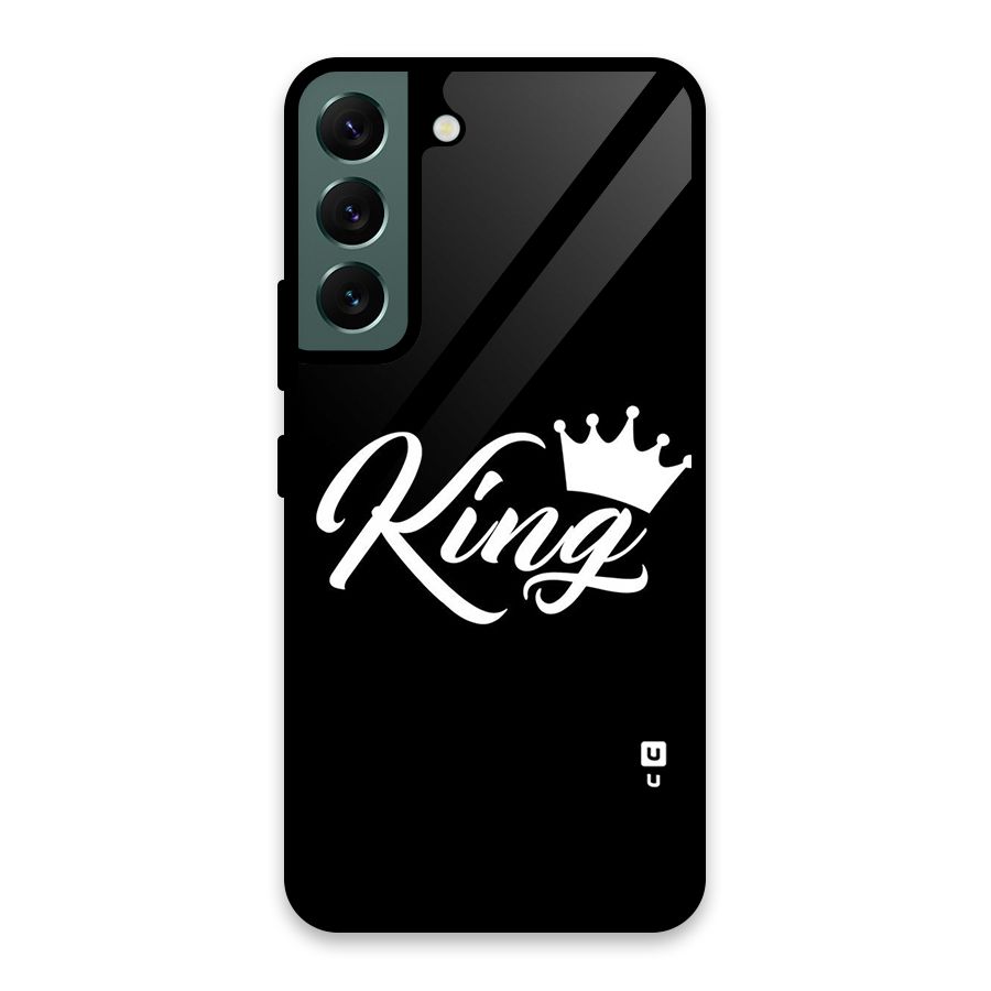 King Crown Typography Glass Back Case for Galaxy S22 5G