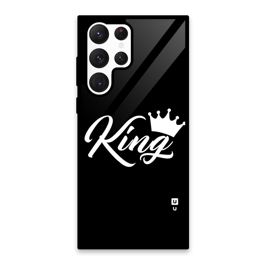 King Crown Typography Glass Back Case for Galaxy S22 Ultra 5G