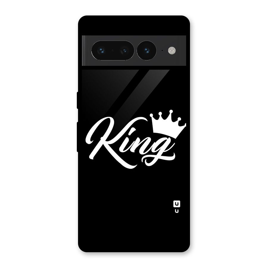 King Crown Typography Glass Back Case for Google Pixel 7 Pro