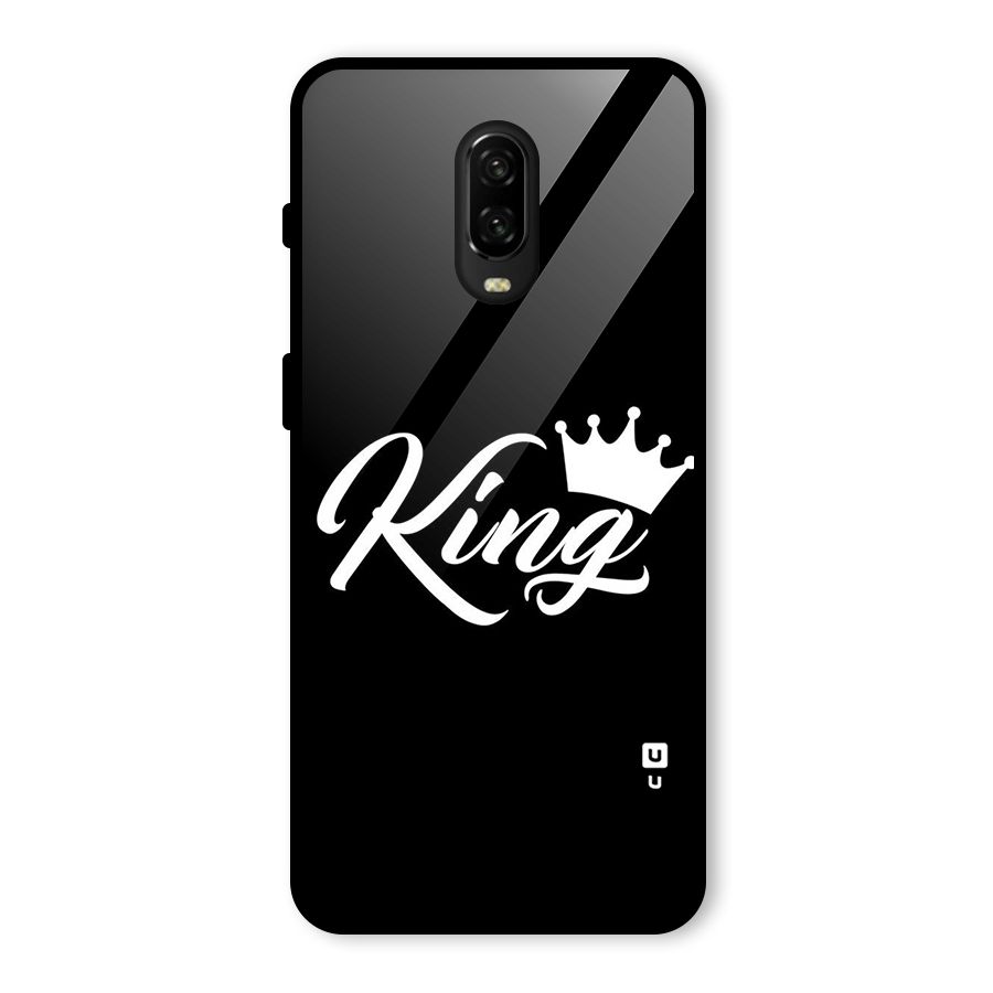 King Crown Typography Glass Back Case for OnePlus 6T