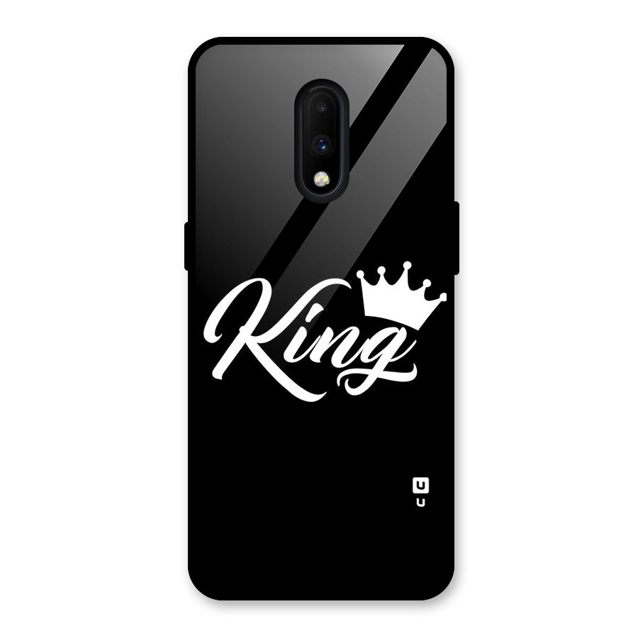 King Crown Typography Glass Back Case for OnePlus 7