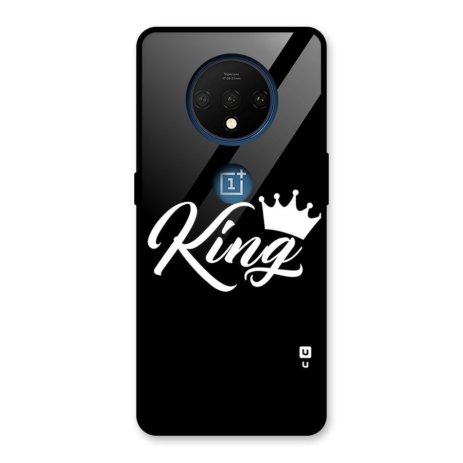 King Crown Typography Glass Back Case for OnePlus 7T