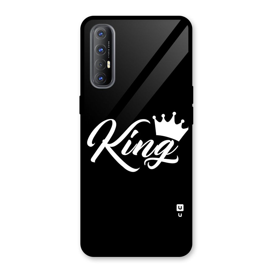 King Crown Typography Glass Back Case for Oppo Reno3 Pro