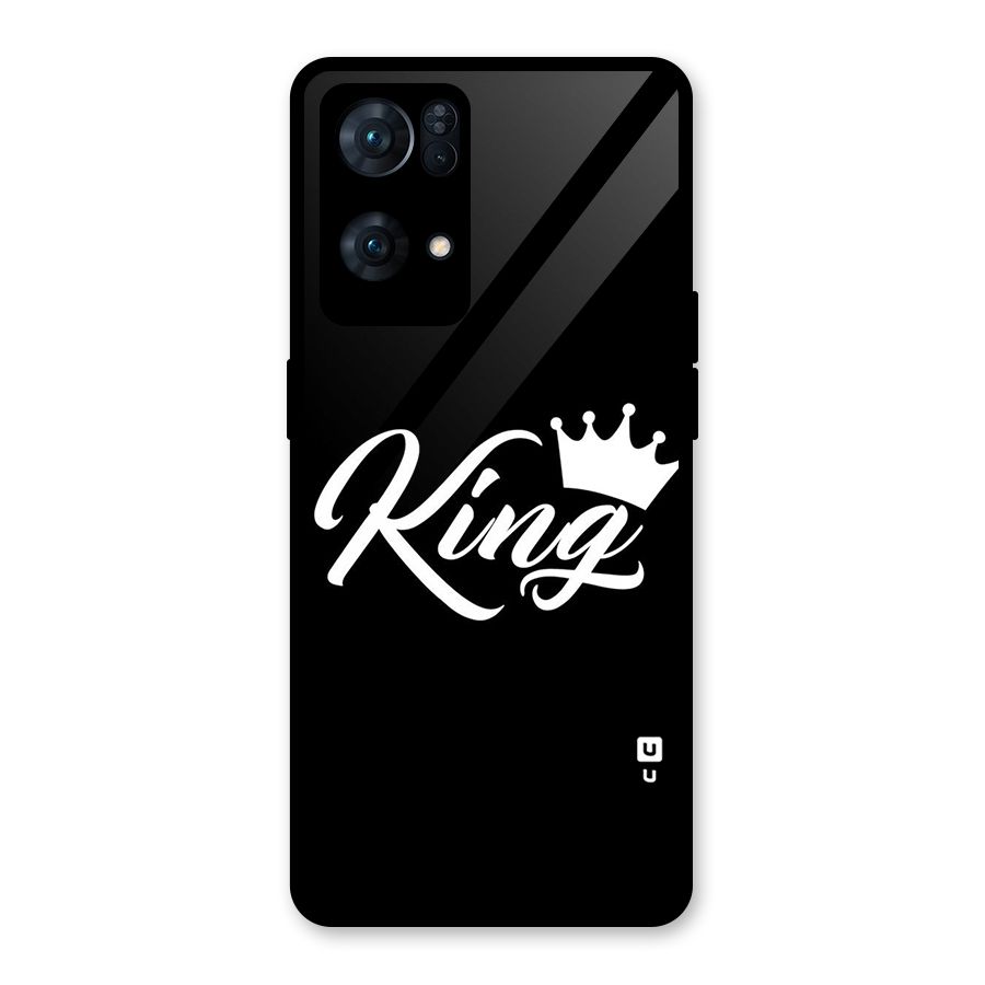 King Crown Typography Glass Back Case for Oppo Reno7 Pro 5G