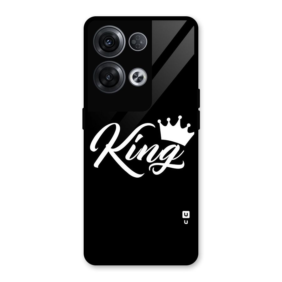 King Crown Typography Glass Back Case for Oppo Reno8 Pro 5G