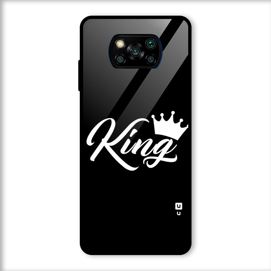 King Crown Typography Glass Back Case for Poco X3