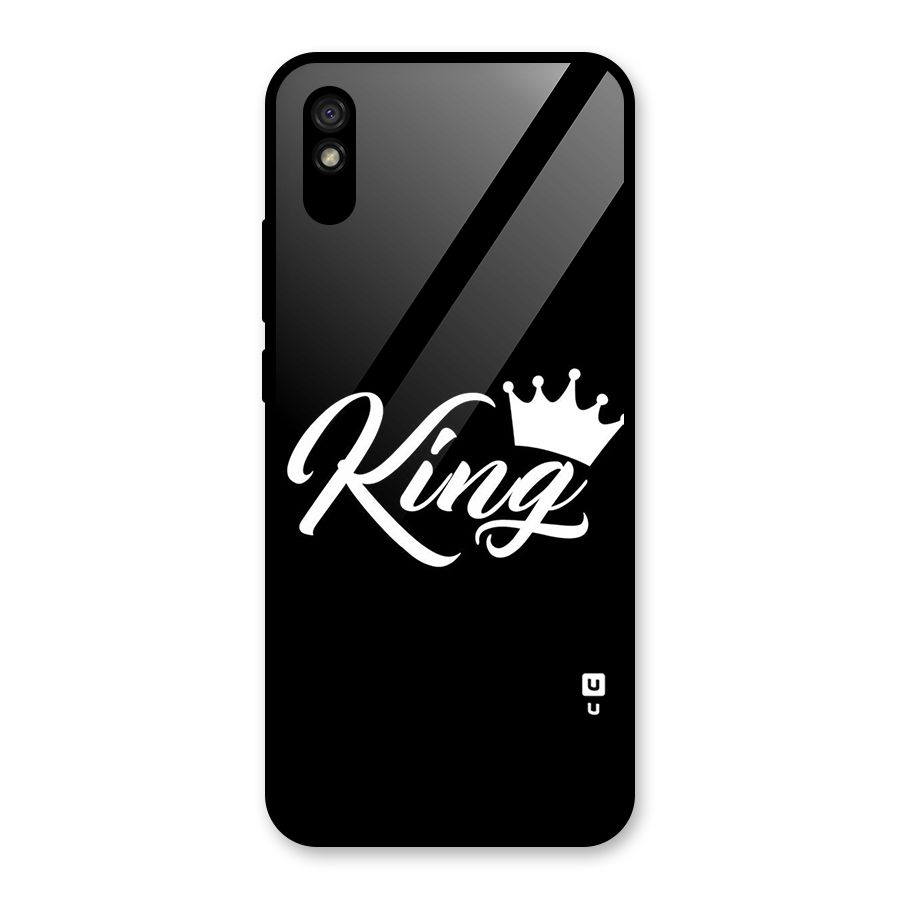 King Crown Typography Glass Back Case for Redmi 9A