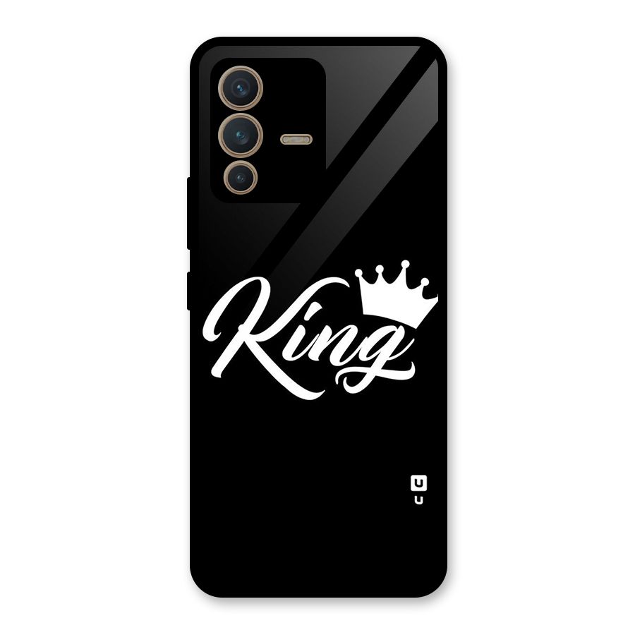 King Crown Typography Glass Back Case for Vivo V23 5G