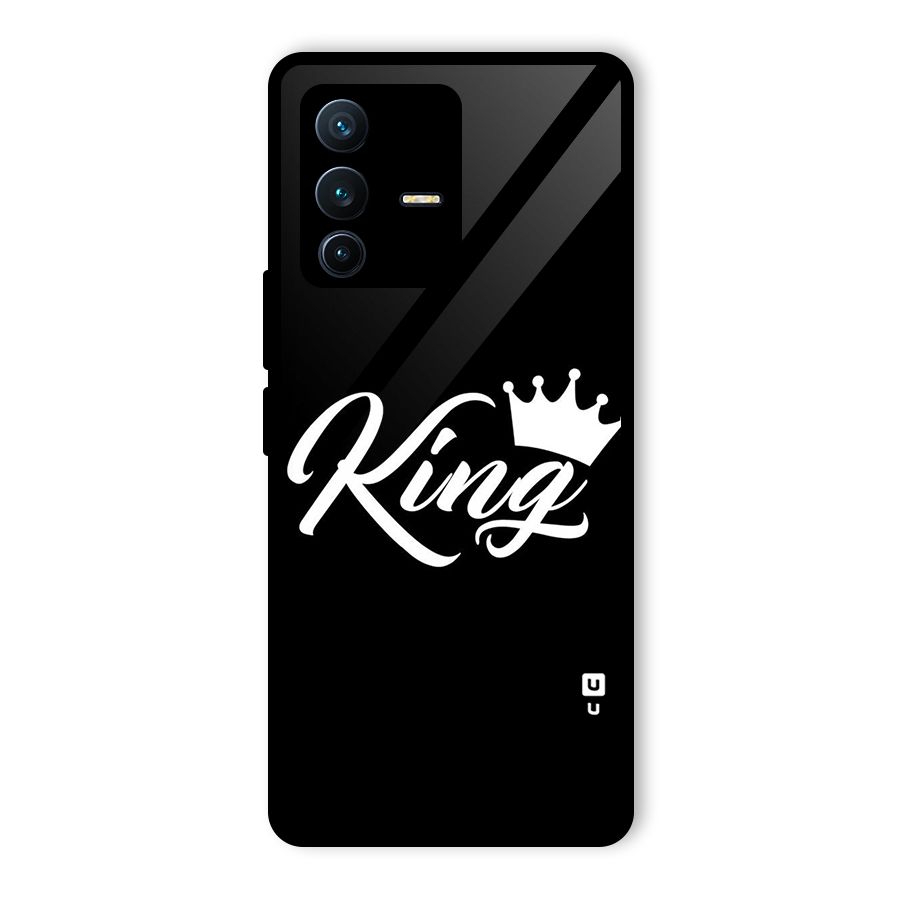 King Crown Typography Glass Back Case for Vivo V23 Pro