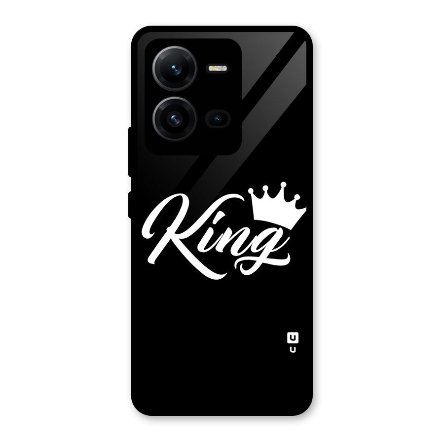 King Crown Typography Glass Back Case for Vivo V25