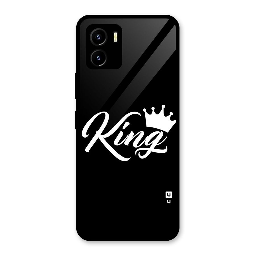 King Crown Typography Glass Back Case for Vivo Y15s