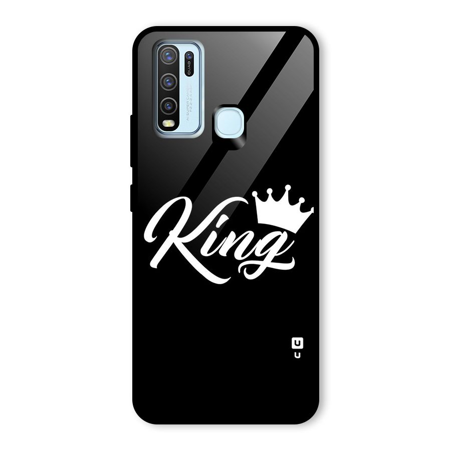 King Crown Typography Glass Back Case for Vivo Y30