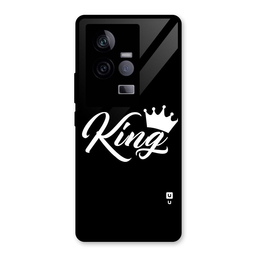 King Crown Typography Glass Back Case for Vivo iQOO 11 5G