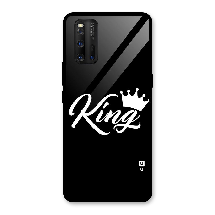King Crown Typography Glass Back Case for Vivo iQOO 3