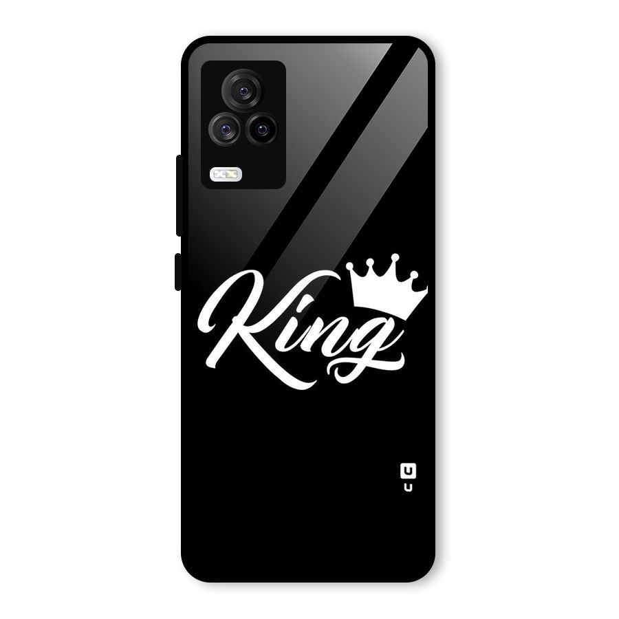 King Crown Typography Glass Back Case for Vivo iQOO 7 Legend 5G
