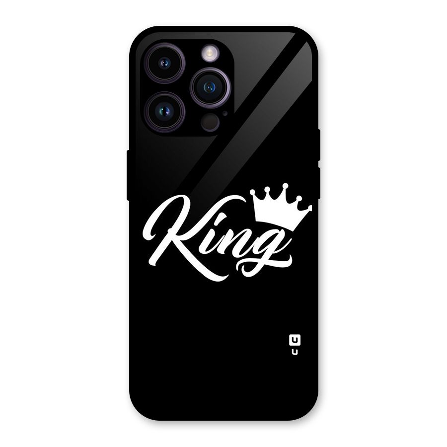 King Crown Typography Glass Back Case for iPhone 14 Pro Max