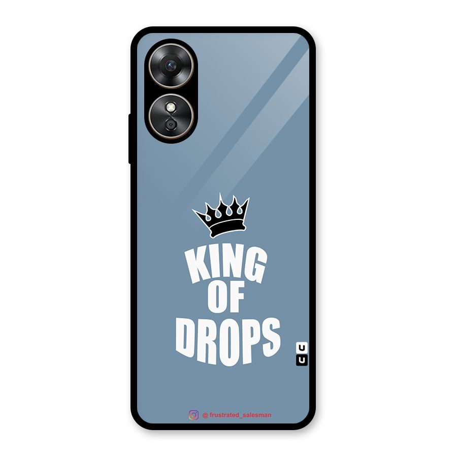 King of Drops Mustard SteelBlue Glass Back Case for Oppo A17