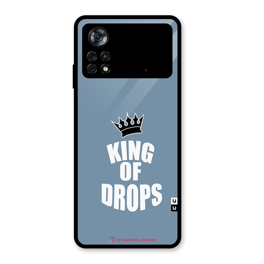 King of Drops Mustard SteelBlue Glass Back Case for Poco X4 Pro 5G
