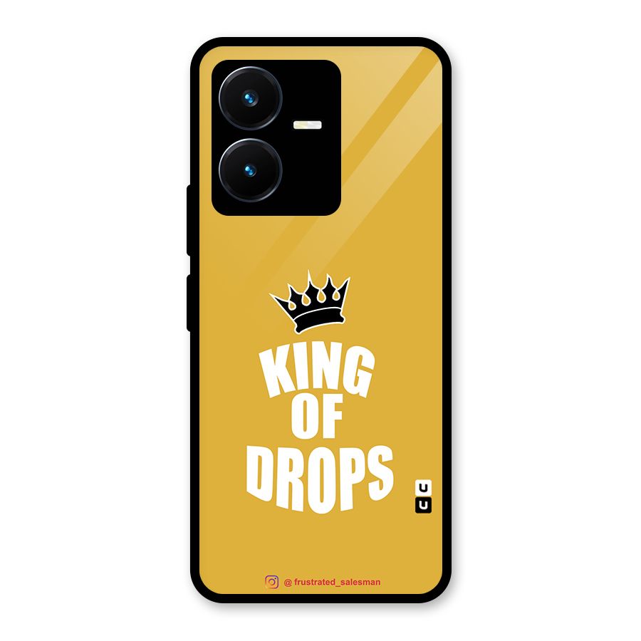 King of Drops Mustard Yellow Glass Back Case for Vivo Y22