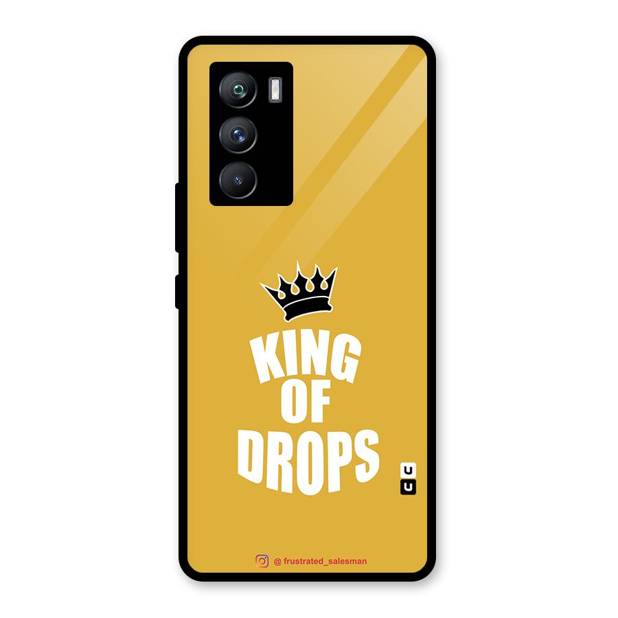 King of Drops Mustard Yellow Glass Back Case for Vivo iQOO 9 SE