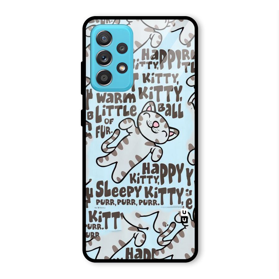 Kitty Pattern Glass Back Case for Galaxy A52