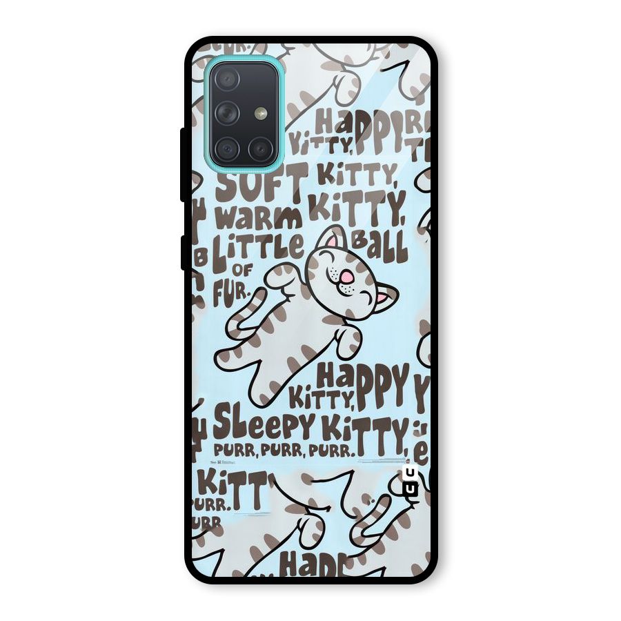 Kitty Pattern Glass Back Case for Galaxy A71