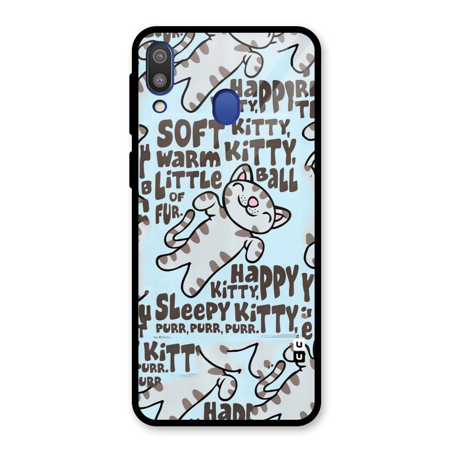 Kitty Pattern Glass Back Case for Galaxy M20
